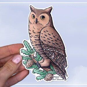3 for $15 - Great Horned Owl Sticker -‎ Waterproof Vinyl Wildlife & Nature Decal